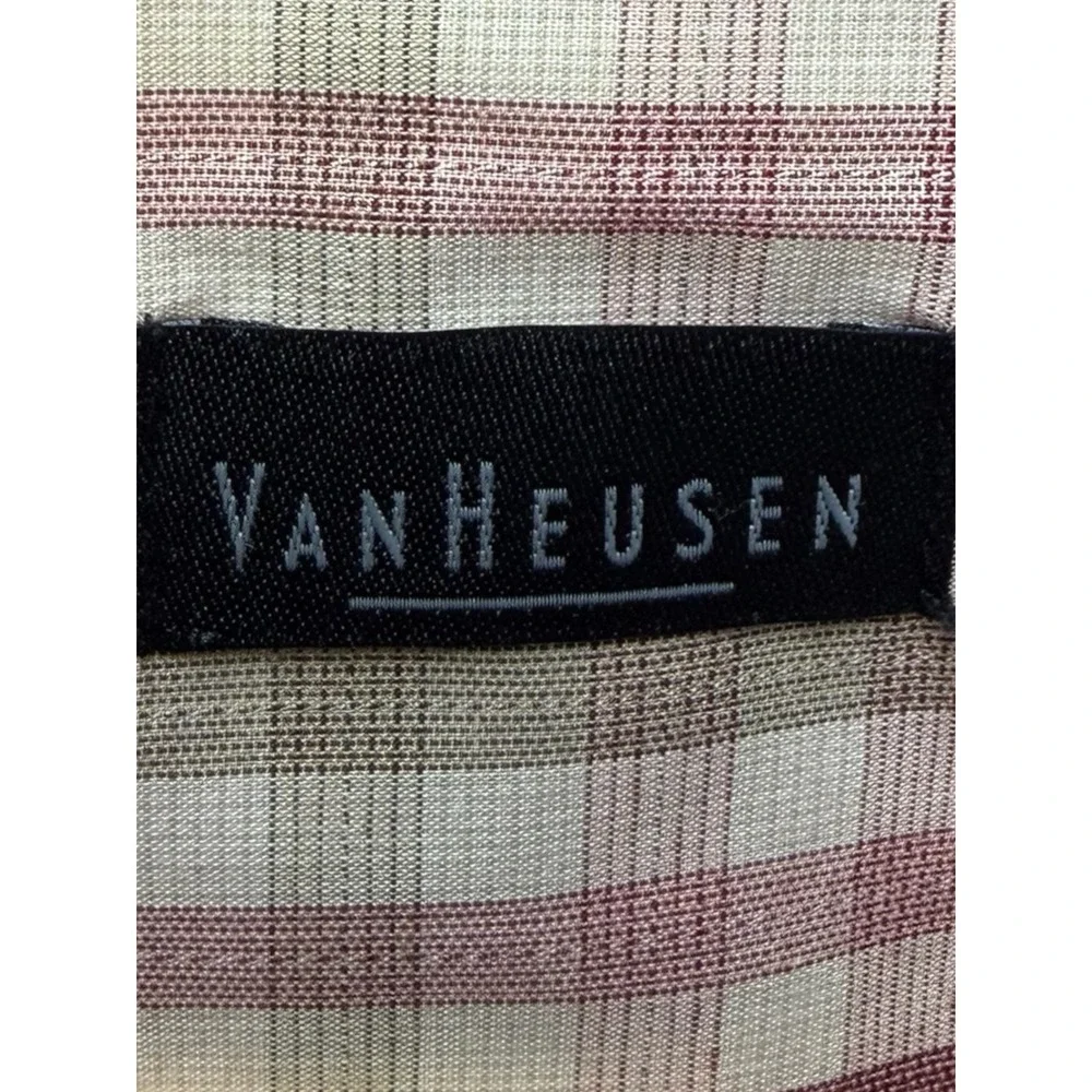 Van Heusen Mens XXL Red Tan Plaid Short Sleeve Button Down Shirt 66543